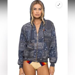 NWT aviator nation bandana quilted relaxed zip hoodie